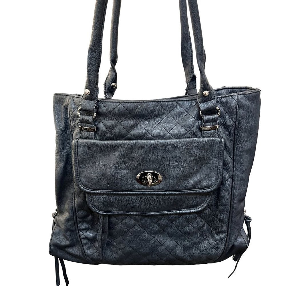 Womens‎ Distressed Tote Shoulder Hand Bag Black